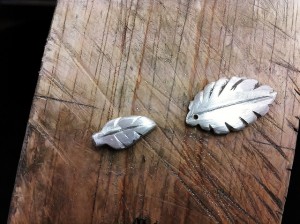 Completed sterling silver signature leaf